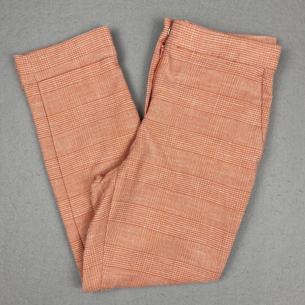 Ann Taylor Orange Glen Plaid Straight Leg Trousers Pants Size 4 Business Casual